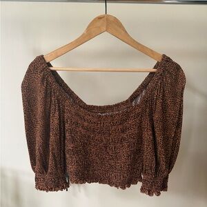 Urban Outfitters Brown Leopard Crop Top